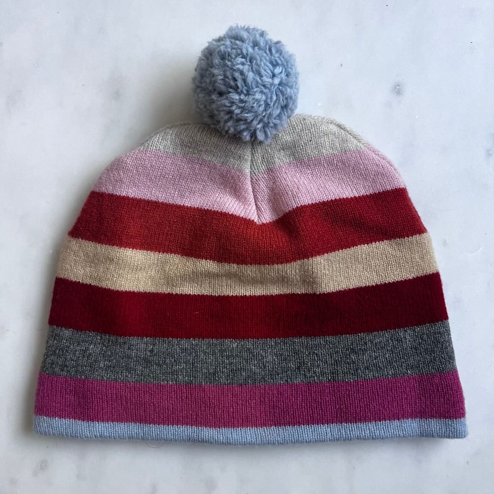 Old Navy 100% Lambswool Vintage Y2K Striped Pom Pom Hat